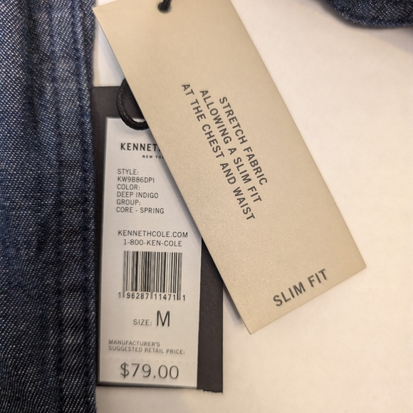 Kenneth Cole Blue Mens Preppy Button Up Shirt NEW Size medium 99% cotton - Picture 7 of 13